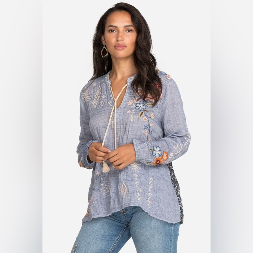 Johnny Was Umoya Effortless Scarf back blouse